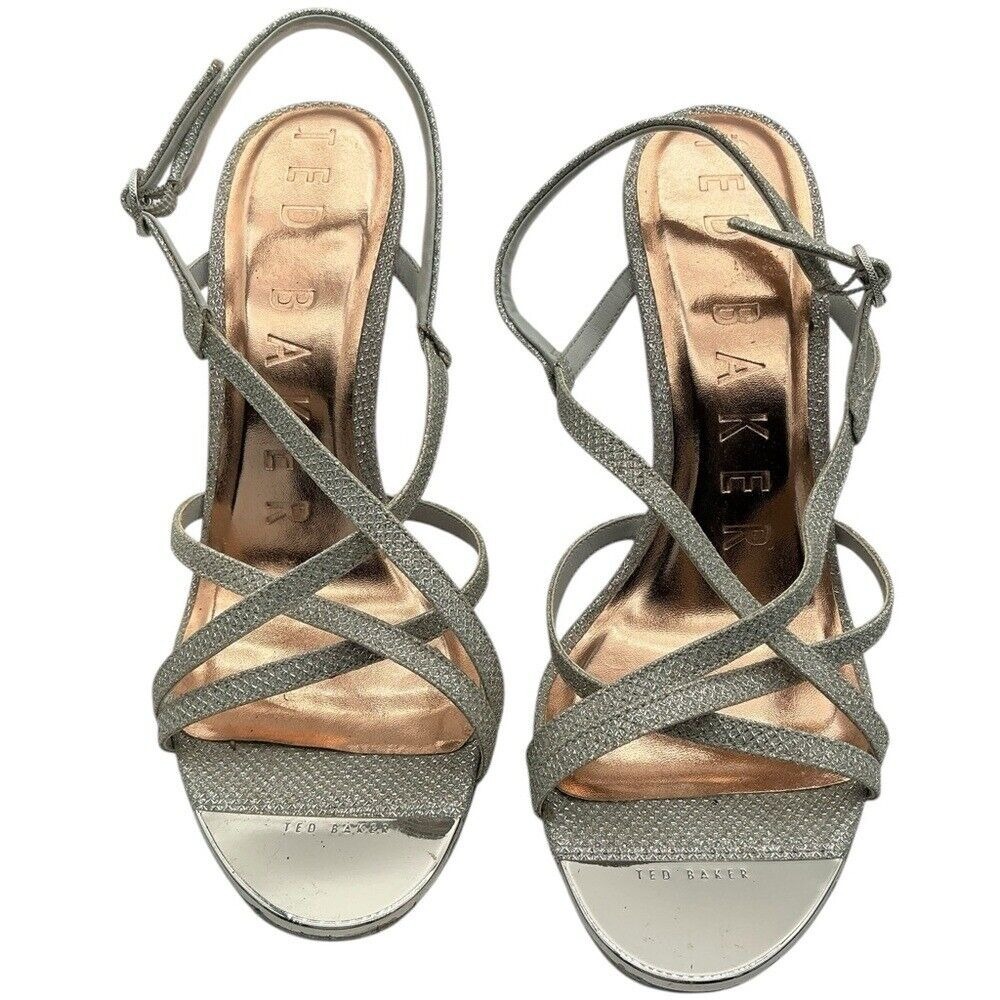 NWT Ted‎ Baker Silver Strappy Women's Sandals size 10